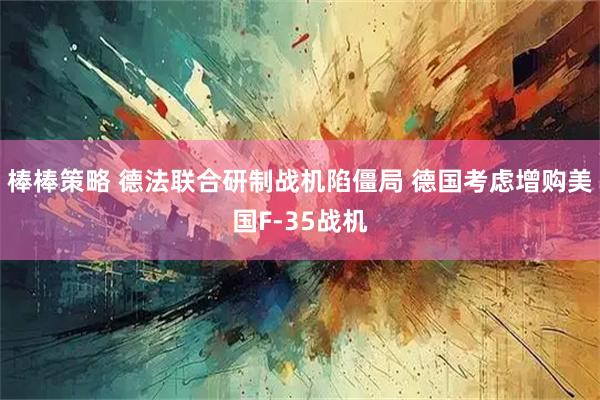 棒棒策略 德法联合研制战机陷僵局 德国考虑增购美国F-35战机
