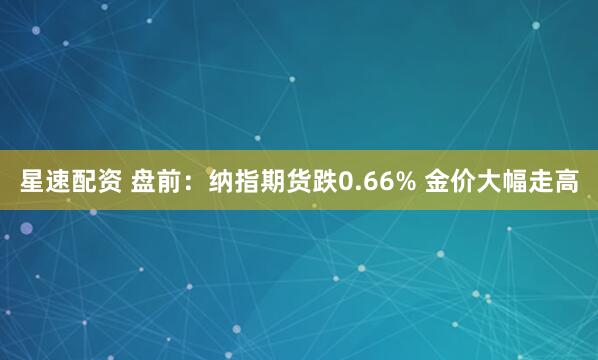 星速配资 盘前：纳指期货跌0.66% 金价大幅走高