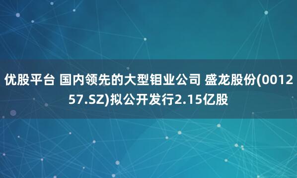 优股平台 国内领先的大型钼业公司 盛龙股份(001257.SZ)拟公开发行2.15亿股