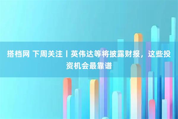 搭档网 下周关注丨英伟达等将披露财报，这些投资机会最靠谱
