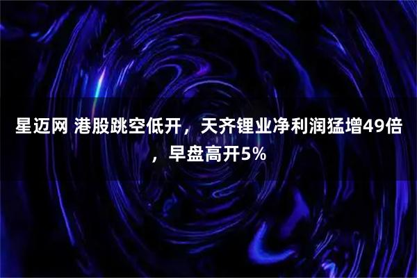 星迈网 港股跳空低开,天齐锂业净利润猛增49倍,早盘高开5%